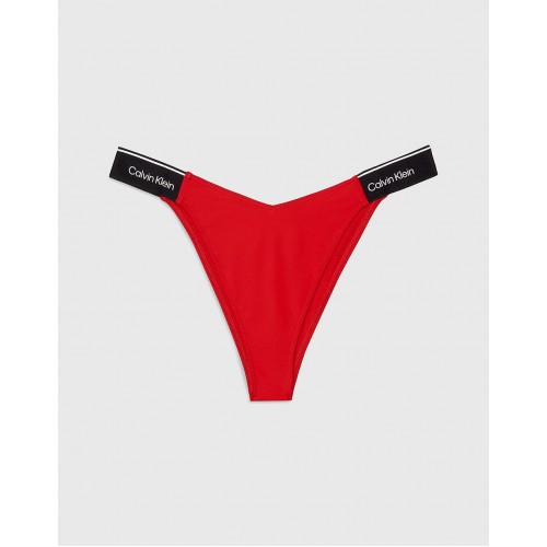 Calvin Klein γυναικείο μαγιό bottom brazilian με V σε κόκκινο χρώμα με μαύρο λάστιχο KW0KW02430 XNE